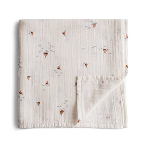 mushie Muslin Baby Swaddle Blanket | 100% Organic Cotton (Boats)