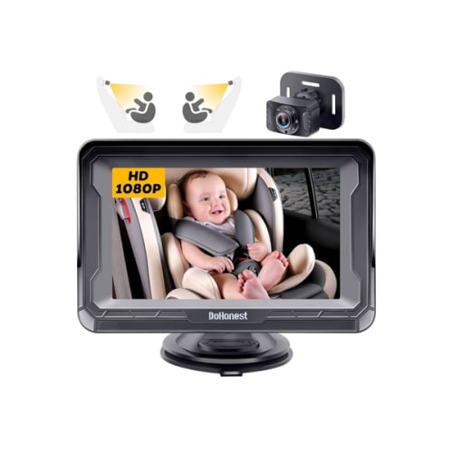 DoHonest Baby Car Camera HD 1080P - Rear-Facing Car Baby Monitor with Night Vision, Adjustable View Angle, Easy Setup, Anti-Glare Display, Safety for Kids & Infants