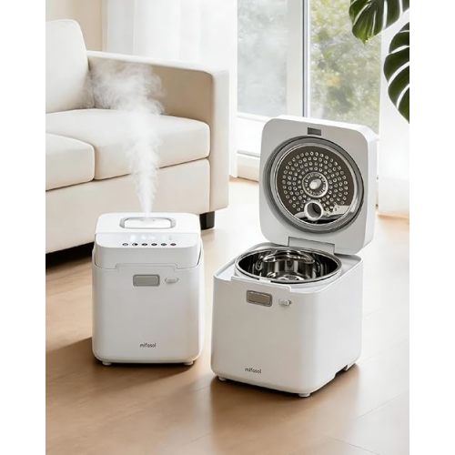 Mifasol Stainless Steel Humidifier, 3.3L Warm Mist Humidifiers for Bedroom, Easy Clean Steam Humidifiers for Home, Dishwasher Safe Humidifier Large Room, White