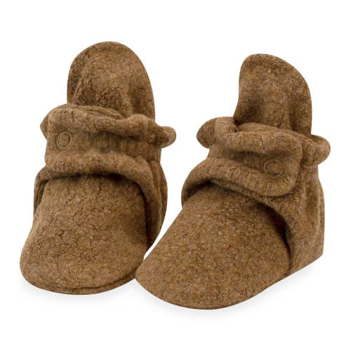 Cozie Fleece Gripper Baby Bootie - Heather Mocha – Zutano 3m