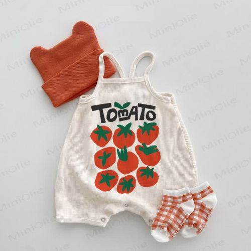 TOMATO Baby Waffle Suspenders Romper
