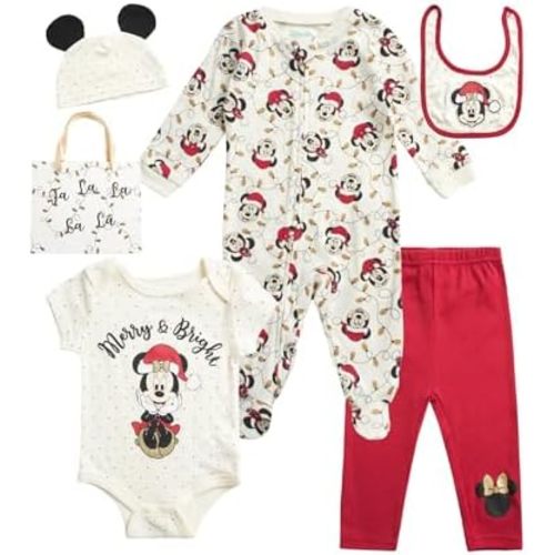Disney Newborn Baby Boys Girls 7 Piece Layette Gift Set: Mickey Mouse, Winnie the Pooh & Minnie Mouse, 0-6M