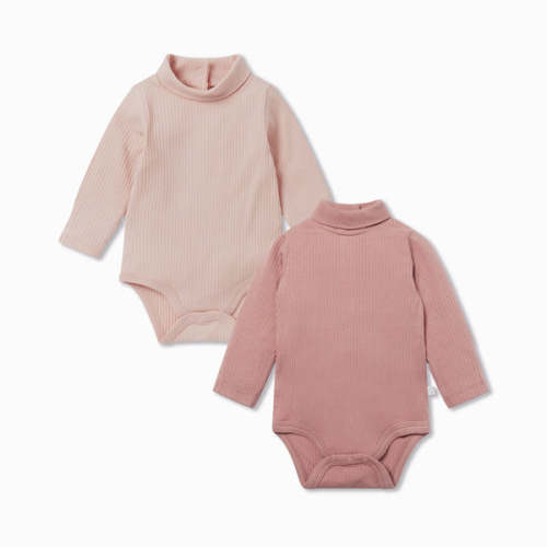 Ribbed Turtleneck Bodysuit 2 Pack Ribbed Blush & Rose / 0 - 3 M