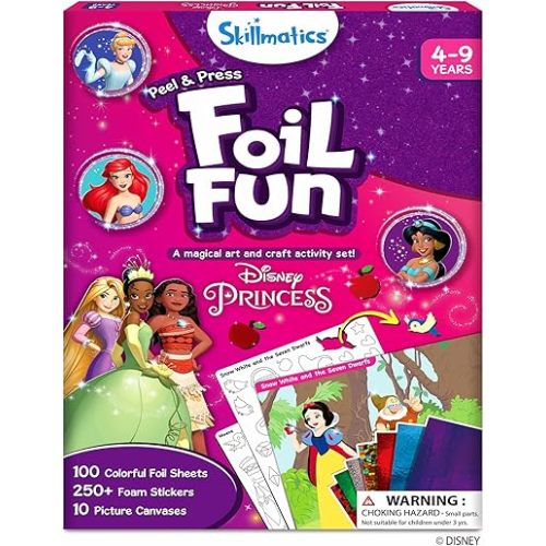 Skillmatics Art & Craft Activity - Foil Fun Disney Princess, No Mess Art for Kids, Craft Kits & Supplies, DIY Creative Activity, Christmas Gifts for Girls & Boys Ages 4, 5, 6, 7, 8, 9