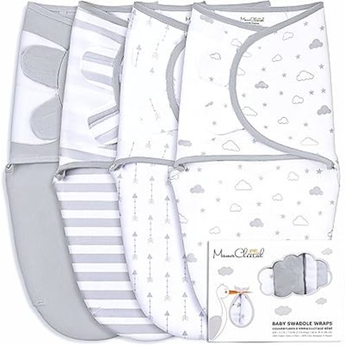 Mama Cheetah Preemie Swaddle Sack, Organic Cotton Swaddle Sleep Sacks, Preemie Swaddle Blanket Wrap, Easy Swaddles for Premature Baby Boy Girl 4-7 lbs, Newborn Essentials, 4-Pack, 4-Pack Grey