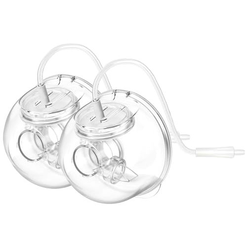 2 Pack CaraCups Wearable Milk Collection for Spectra S1 S2 9 Plus and SG, Wearable Breast Pump Collection Cup Compatible with Spectra/Medela/Lansinoh, 24mm Flange Milk Collector Cup Tubing Parts