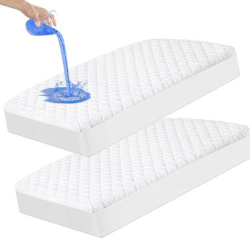 2 Pack Toddler Waterproof Crib Mattress Protectors, Quilted & Breathable Fitted Crib Pad Cover - NTBAY
