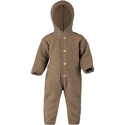 Ecoable Baby Fleece Bunting: Thermal Footed Coverall Romper with Hood for Toddlers, Organic Merino Wool