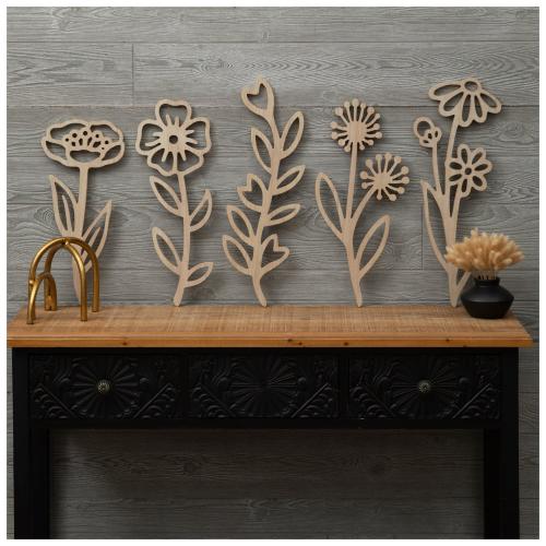 Flower Wood Cutouts Wall Decor Set