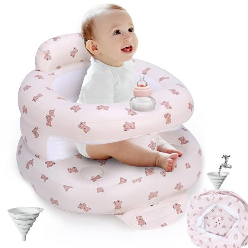 Inflatable Baby Seat for Babies 3 Months & Up, Inflatable Baby Support Seat for Sitting Up, Toddler Baby Chair with Built in Air Pump, Upgrade Water Injection Function (Color#02)