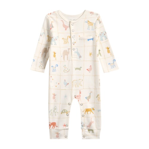 Long Sleeve Organic Cotton Henley Romper