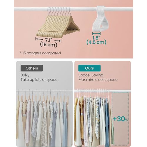 SONGMICS Baby Hangers 100 Pack, Plastic Kids Hangers for Closet, 11 x 6.1 Inches, for Children Aged 0-6 Years, Space-Saving, Non-Slip, Cloud White UCRP180W01
