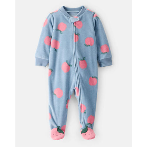 Baby Girl Apple Print Loose Fit Long-Sleeve Sleep & Play - Blue - Carter's | Carter's