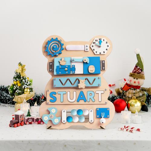 Personalized Wooden Busy Board, Name Puzzle Busy Board Personalized Baby Gift Baby Shower, Wooden Puzzle Montessori, Birthday Gift
