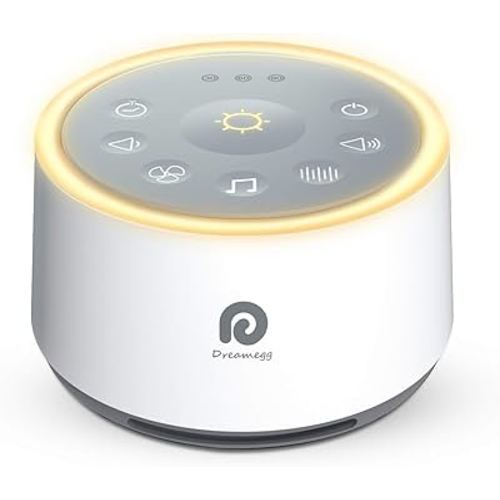 Dreamegg D1 Sound Machine Baby - White Noise Machine for Baby with Night Light, 24 High Fidelity Sounds, Timer & Memory Feature, Noise Machine for Baby Adults, Home, Office, Travel (White)
