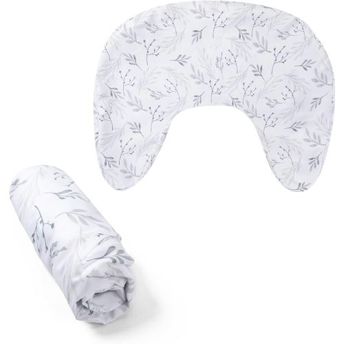 Boppy Nursing Pillow Cover - Soft, Hypoallergenic Washable Microfiber Bottle & Breastfeeding Pillow Covers (Redesigned Feeding Pillow Sold Separately) - Gray Gentle Leaves