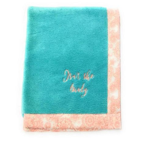 Bacati - Paisley Coral/Aqua Aqua Isn't She Lovely Embroidered Blanket