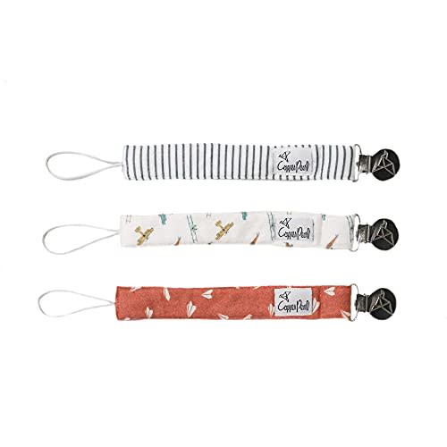 Copper Pearl Pacifier Clip 3-Pack: Premium Knit Binky Clips for Baby Girls and Boys - Stylish Stainless Steel Pacifier Holder Clip - Baby Pacifier Clips for No More Floor Drops - Ace