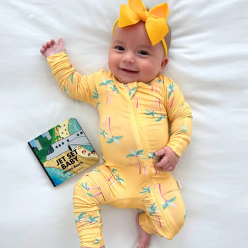Bamboo Zippered Romper in Palm - Yellow – Basically Soho