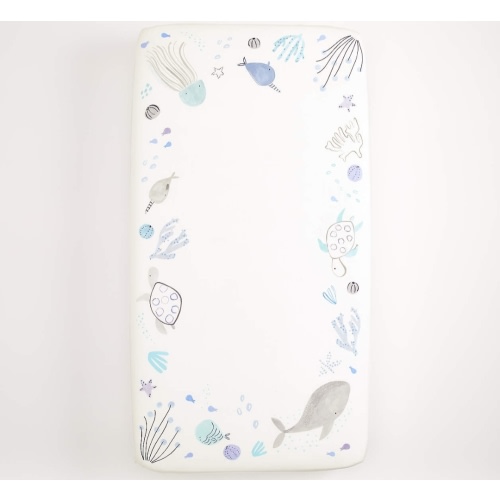 Stay Cool Sea Organic Cotton Baby Crib Fitted Sheet