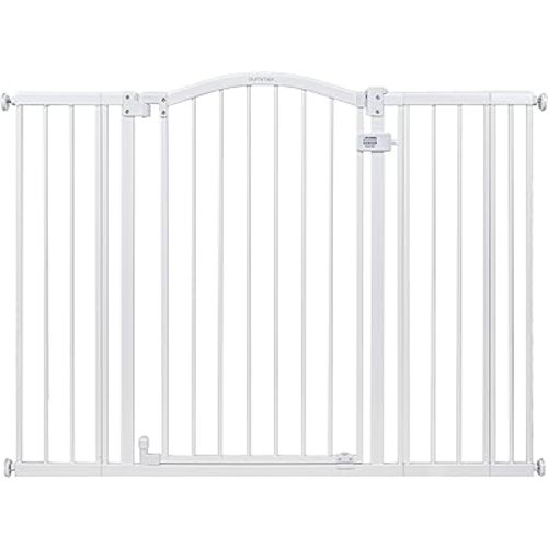 Summer Infant Extra Tall & Wide Safety Pet and Baby Gate, 29.5"-53" Wide, 38" Tall, Pressure or Hardware Mounted, Install on Wall or Banister in Doorway or Stairway, Auto Close Walk-Thru Door - White