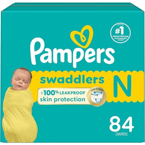 Pampers Baby Diapers - Swaddlers - Size 0, 84 Count, Ultra Absorbent Disposable Newborn Diaper