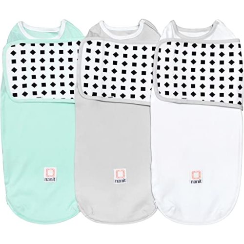 Nanit Breathing Wear Swaddle 3-Pack â€“ Works Pro Baby Monitor to Track Breathing Motion, Like Your Hand On Their Heart from Anywhere, 100% Cotton, Size Small, 0-3 Months, Multi-Color - Small 0-3 Month - 3 Pack
