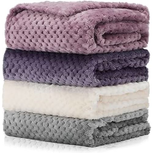 Frienda 4 Pcs Baby Fuzzy Blanket Fluffy Baby Blanket for Boys Girls Soft Warm Infant Newborn Toddler Receiving Nursery Bed Supplies, 32 x 24 Inch(Purple Color)