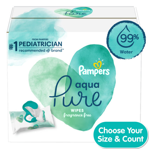Pampers Aqua Pure Sensitive Baby Wipes 8X Pop-Top 448 Count
