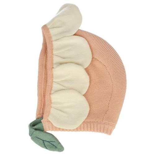 peach daisy baby bonnet
