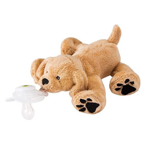 Nookums Paci-Plushies Buddies - Retriever Pacifier Holder - Adapts to Name Brand Pacifiers, Suitable for All Ages, Plush Toy Includes Detachable Pacifier - Rufus the Retriever