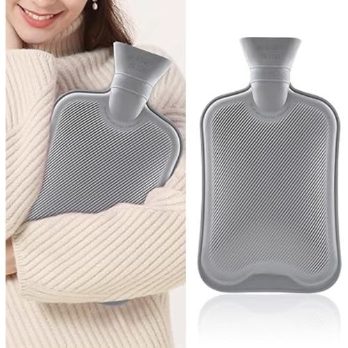 2L Hot Water Bottle Rubber, Hot Compress and Cold Therapy for Headaches Cramps Muscles Pain Relief Injuries, Hot Water Bag for Bed