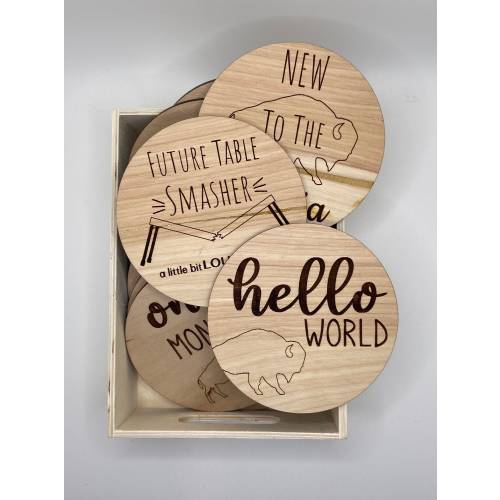 Buffalo Baby Wooden Monthly Milestone Marker Signs - Handmade - Baby gift New to the Mafia