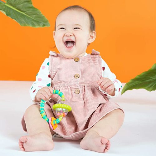 Bright Starts Grab & Spin Baby Rattle & BPA-Free Teether Toy, Ages 3 Months+ - Grab & Spin Rattle