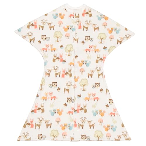 SleepingBaby Zipadee-Zip Transition Swaddle - Cozy Baby Swaddle Blanket with Zipper Convenience - Roomy Wearable Blanket for Easy Diaper Changes - Woodlands, Medium (6-12 Month)