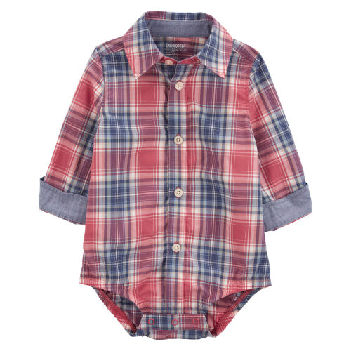 Baby Plaid Button-Front Bodysuit