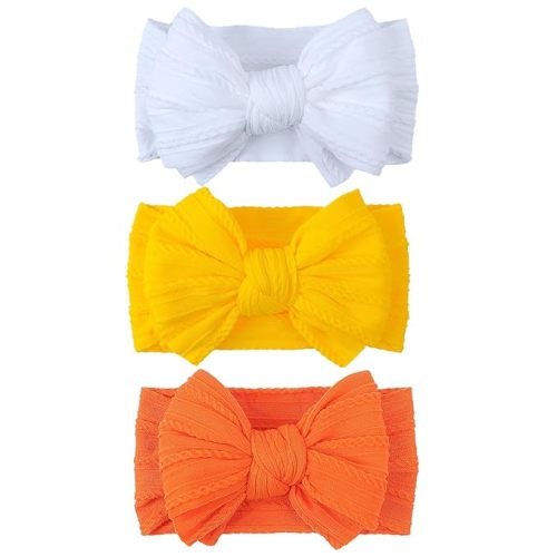LemonSpace Handmade Baby Bows for baby girls Stretchy Nylon Hair Bands Hair Accessories with Headbands Bows for Newborn Baby Girls Infant Toddlers Kids Bow(Pink Brown light Beige)