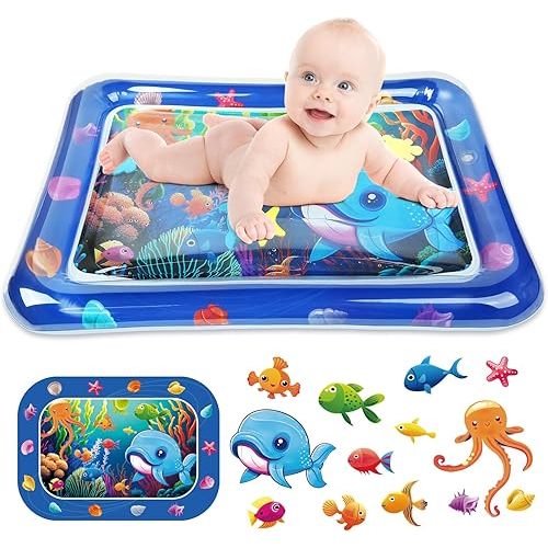 Inflatable Tummy Time Mat - Baby Water Mat, Baby Toys for 3 to 24 Months, Premium Baby Play Mat Tummy Time Toys, Promote Development Infant Toys Baby Gifts, Portable