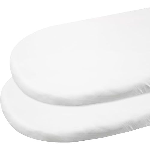 Gllquen Baby Bassinet Sheets 2 Pack, 100% Organic Cotton Bassinet Fitted Sheets for Girls Boys, Soft & Breathable Unisex Bassinet Mattress Sheets for Standard Bassinet 32"X16"(White)