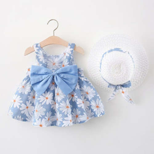 Girls Daisy Dress With Hat Set | RYAN AND REMI 9-12M
