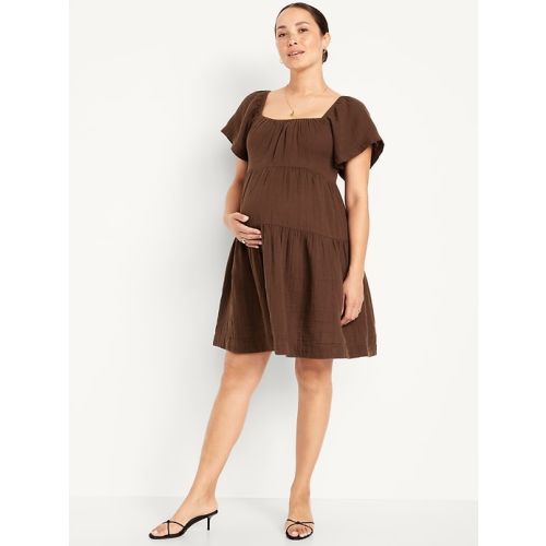 Maternity Square-Neck Crinkle Gauze Mini Dress | Old Navy