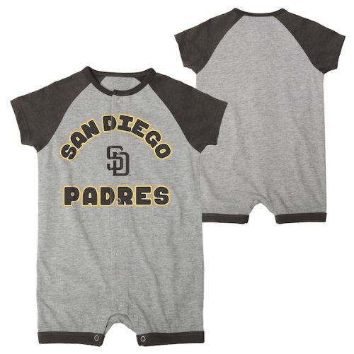 Newborn & Infant San Diego Padres Heather Gray Extra Base Hit Raglan Full-Snap Romper