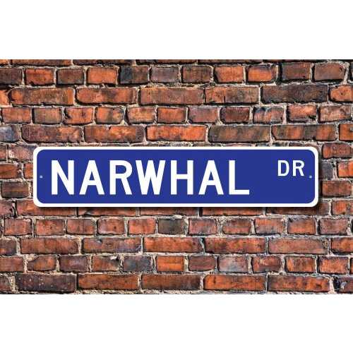 Narwhal, Narwhal Gift, Narwhal Sign, Narwhal decor, Narwhal lover, Arctic waters whale, large tusk, Custom Street Sign, Quality Metal Sign