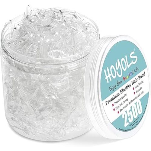 HOYOLS Clear Elastic Hair Bands, 2500 Small Rubber Bands Braids for Girls Kids Women Non-Slip Tiny Soft Hair Ties Accessories Value Pack TPR