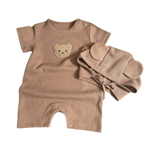 Baby Romper | Short Sleeve Style with Matching Ear Bonnet | Ultra-Soft for Delicate Skin – Beekee