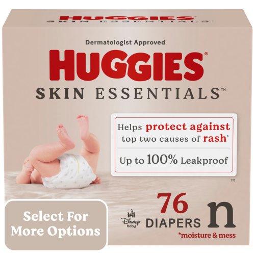 Huggies Skin Essentials Baby Diapers, Size Newborn (6-9 lbs), 76 Ct (Select for More Options)