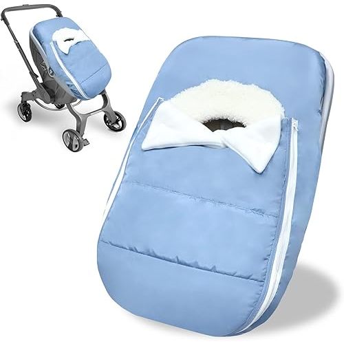 Car Seat Cover Baby Winter, Waterproof Carseat Covers Newborn Boy, Windproof Infant Car Seat Cover Warm & Breathable Use Universal Blue