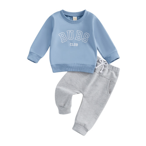 Baby Toddler Boys Pants Clothing Set 3 6 12 18 24 Months Long Sleeve Crew Neck Letters Print Sweatshirt with Sweatpants Infant Outfits