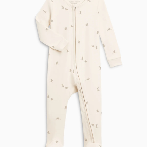 Peyton Zipper Sleeper | Bunny / Oat + Clay