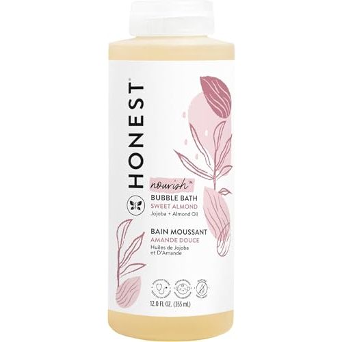 The Honest Company Foaming Bubble Bath | Gentle for Baby | Naturally Derived, Tear-free, Hypoallergenic | Sweet Almond Nourish, 12 fl oz